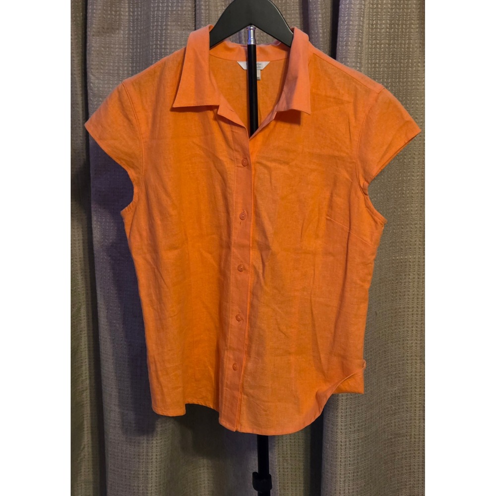 Christopher & Banks Button Up Blouse Women's‎ Size Medium Orange